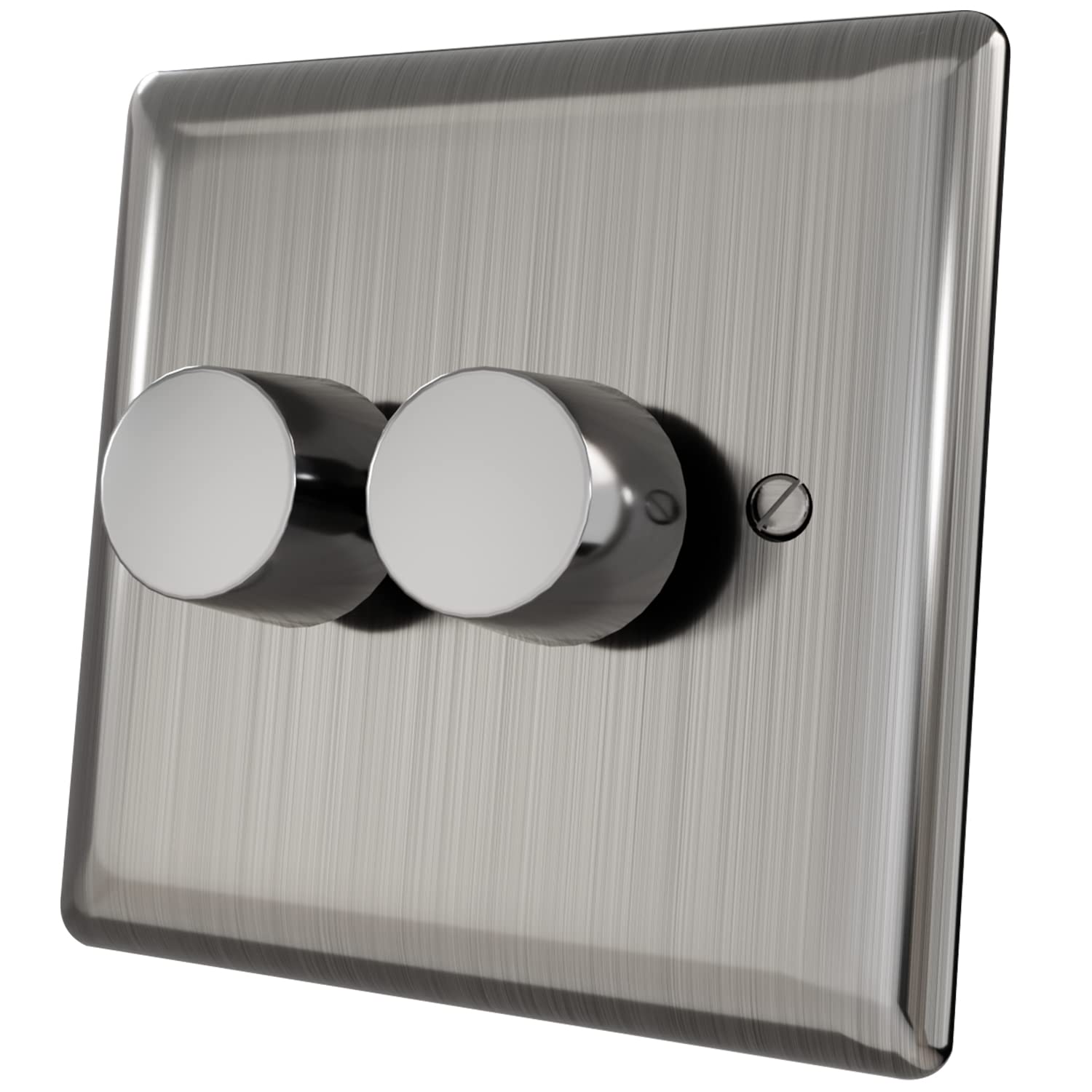 Detalle de iolloi LED Dimmer Switch 1/2 Gang: Dimmable Rotary On/Off, 0–100% Dim, Brushed Steel