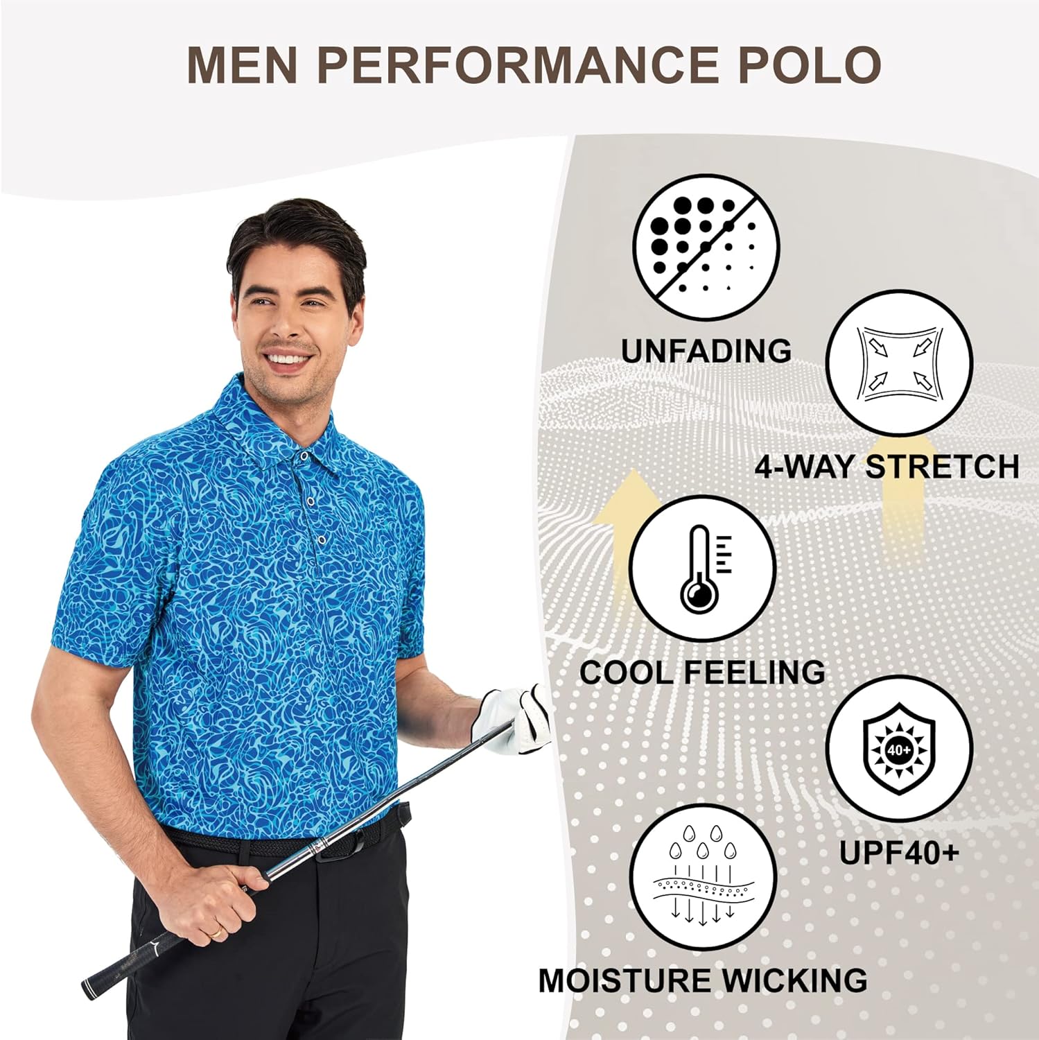 Detalle de Damipow Premium Golf Shirts for Men Dry Fit Performance Polo (Short Sleeve)