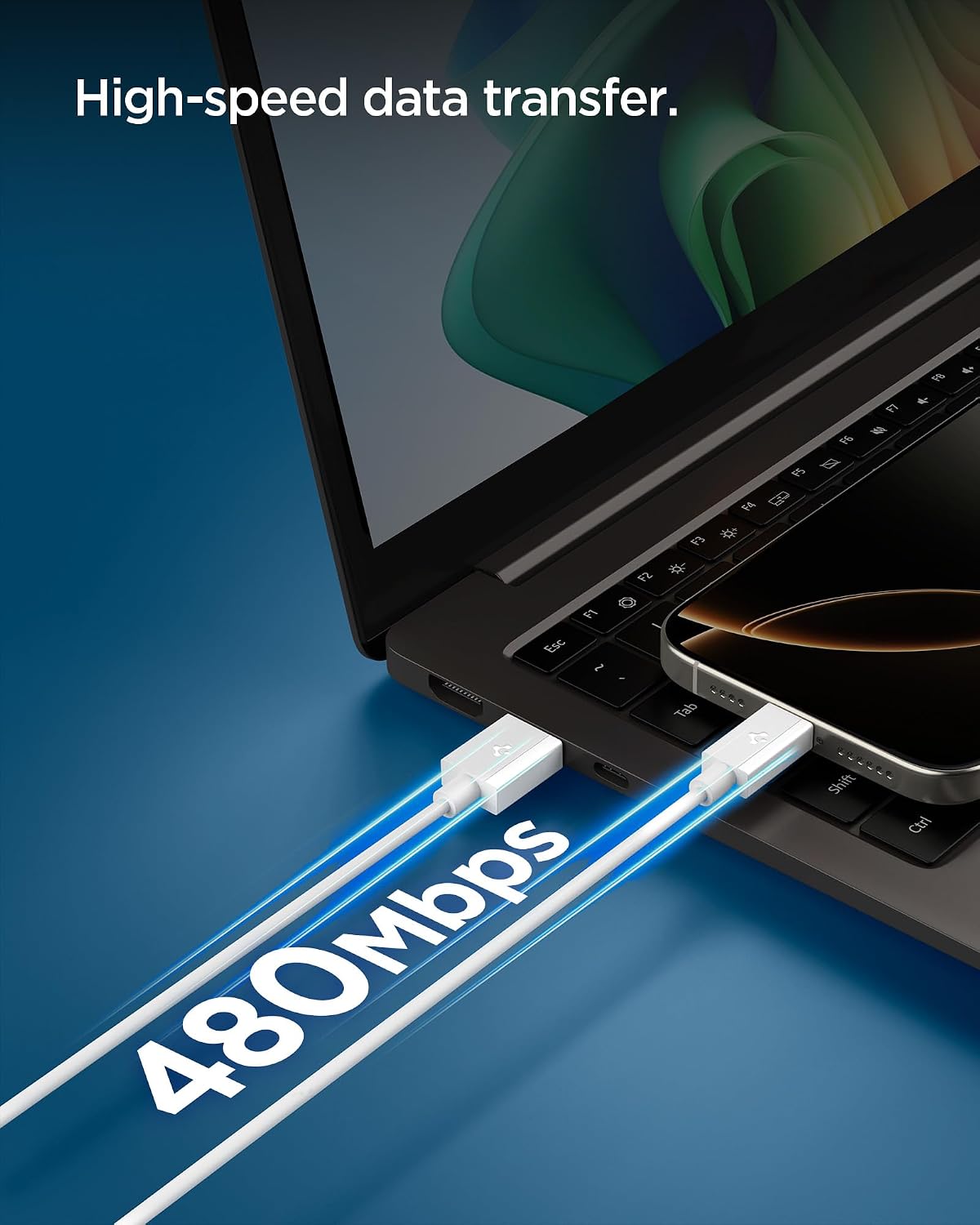 Detalle 2 de Spigen Essential Cavo USB Type-C ricarica rapida 60W (USB-A→USB-C), 2 m
