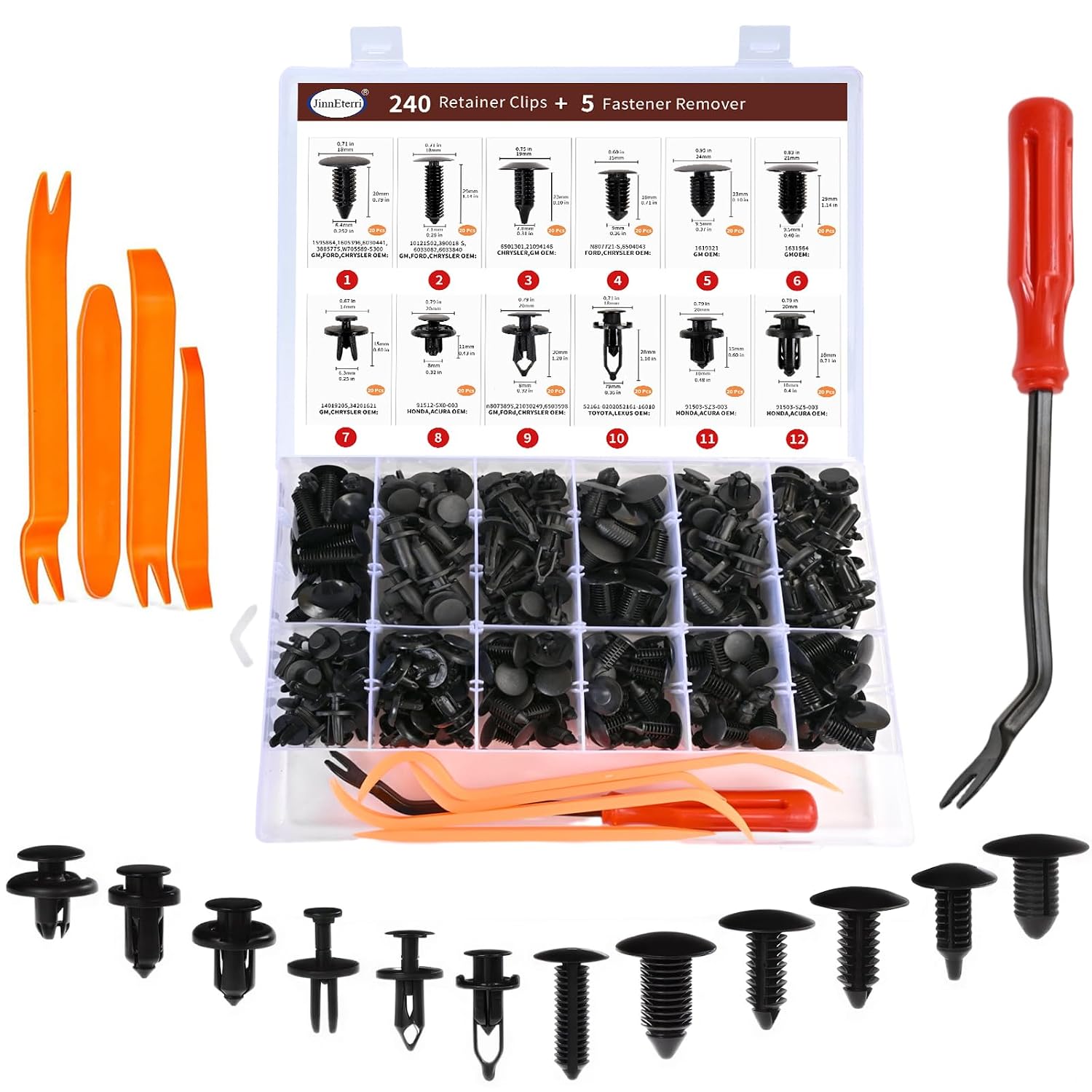 240PCS Car Bumper Retainer Clips Kit - Auto Plastic Rivets & Push Fasteners Set