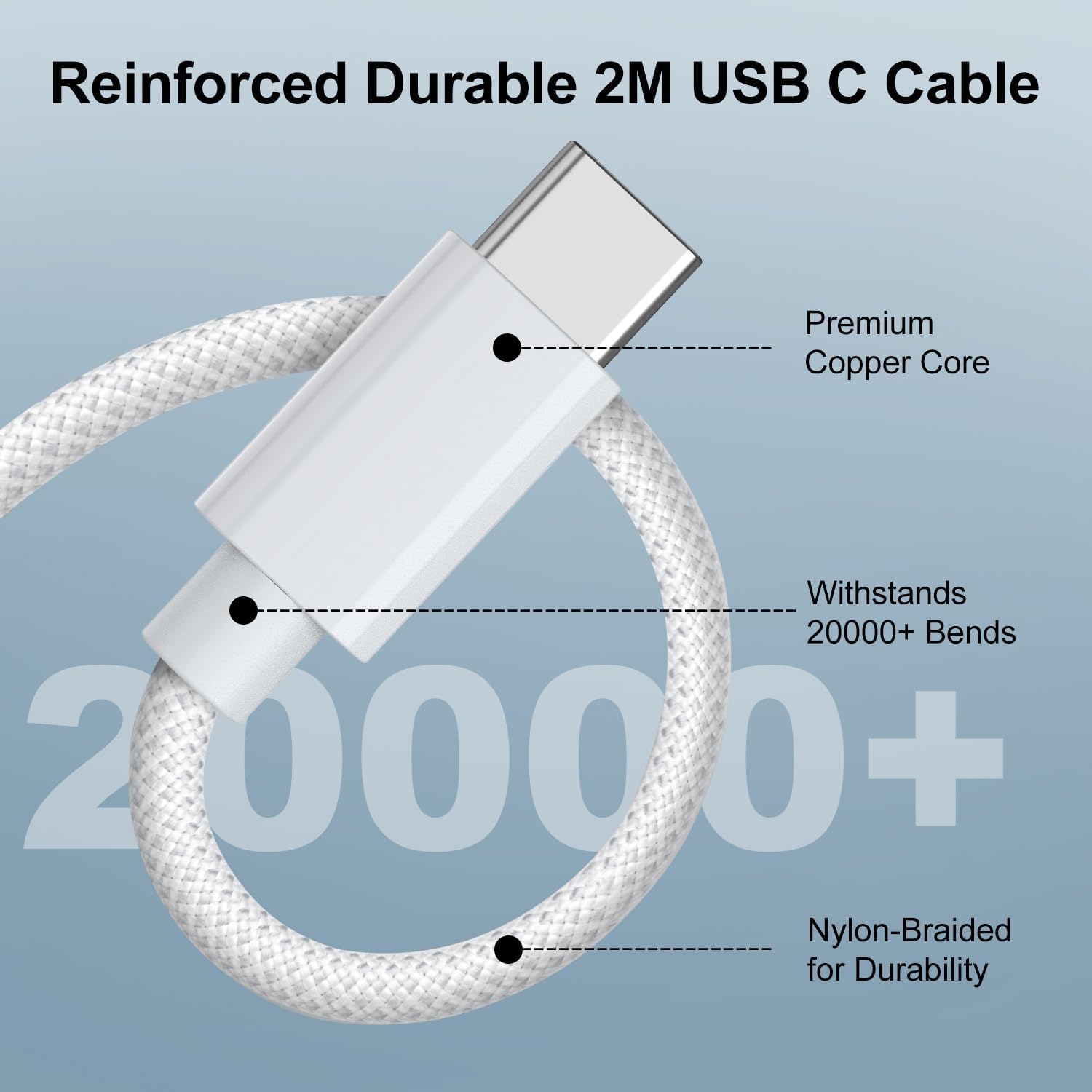 Thumbnail 4 de iPhone 15/16/17 Fast Charger with 20W USB‑C Plug and 2m Nylon Cable (UK Plug)