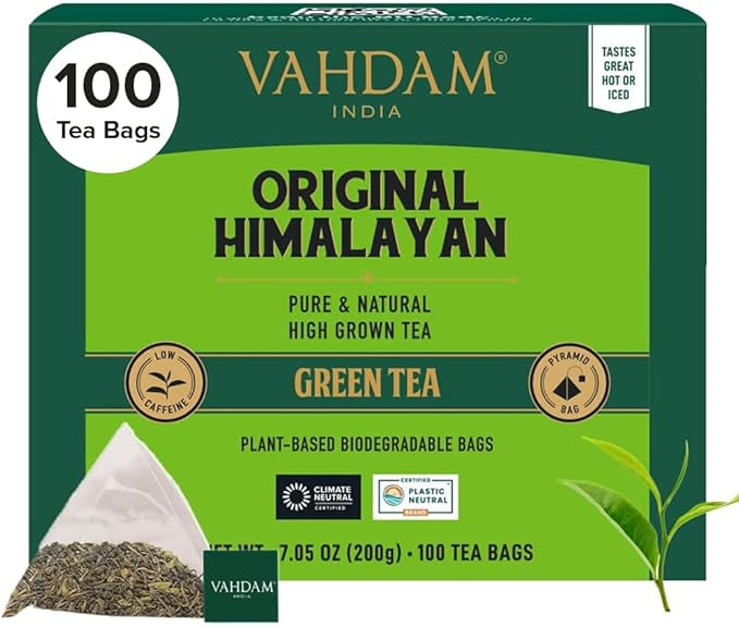 Detalle de VAHDAM Himalayan Té Verde 🌿 100 Bolsitas Puras en India