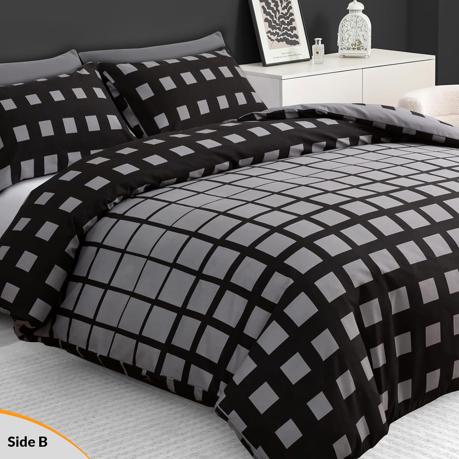 Detalle de Grace King Size Duvet Cover Set (230 x 220 cm) – Premium Microfibre, Hypoallergenic Reversible Cover With Zipper