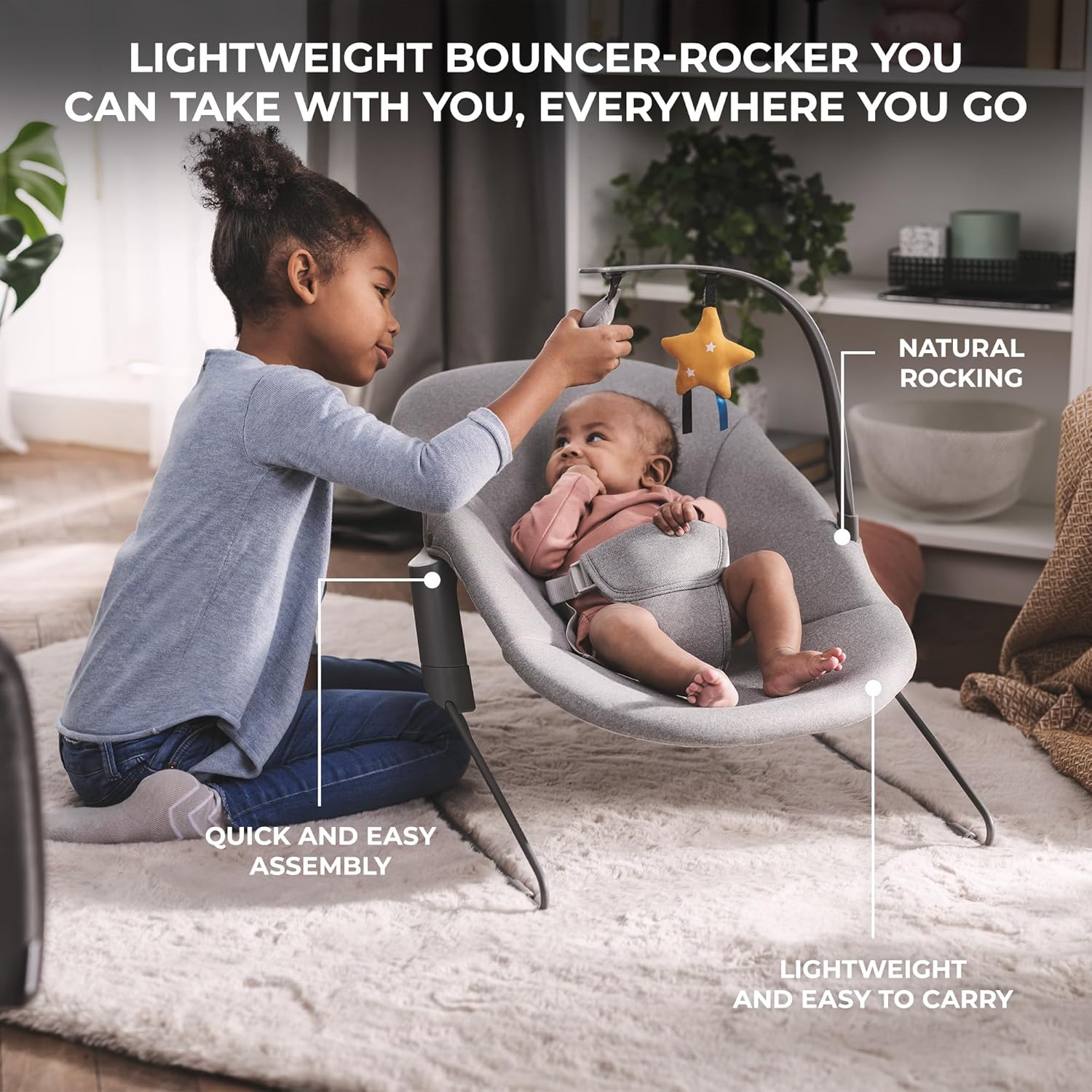 Detalle 2 de Kinderkraft ENOCK Wooden Highchair + CALMEE Baby Bouncer: Multifunctional Growth Chair