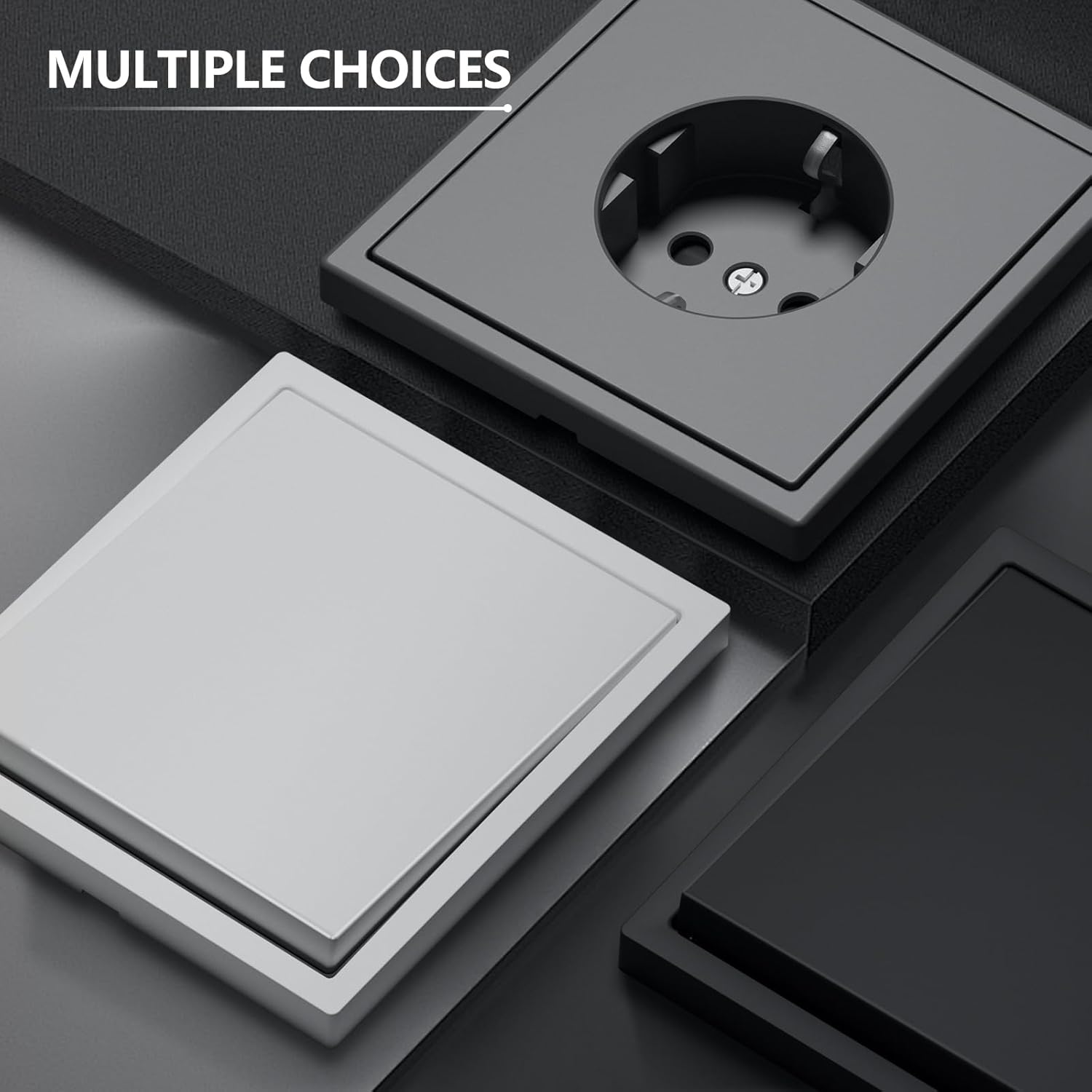 Thumbnail 6 de BSEED Lichtschalter mit Steckdose, 1-fach 1-Wege Unterputz (Schuko) im modernen Wandschalter-Design, weiß