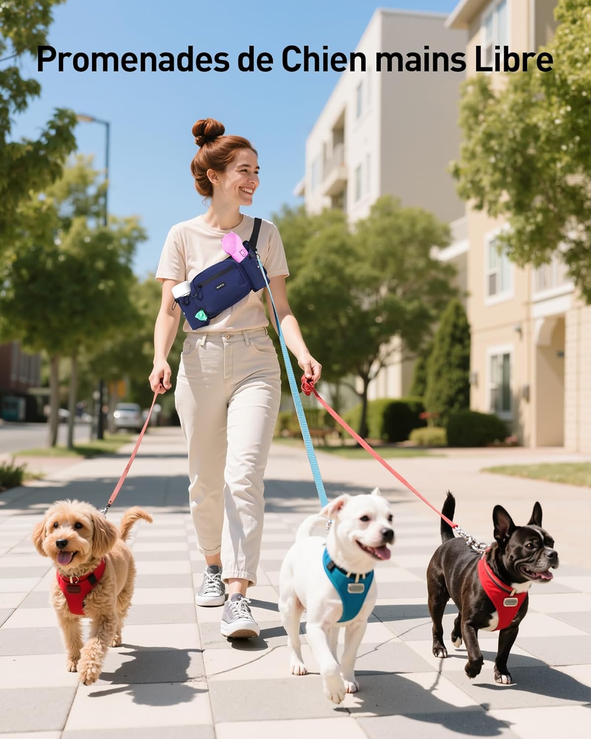 Thumbnail 2 de AGPTEK Sac à friandises pour chien (banane) grande capacité, imperméable, poche amovible et porte-gourde