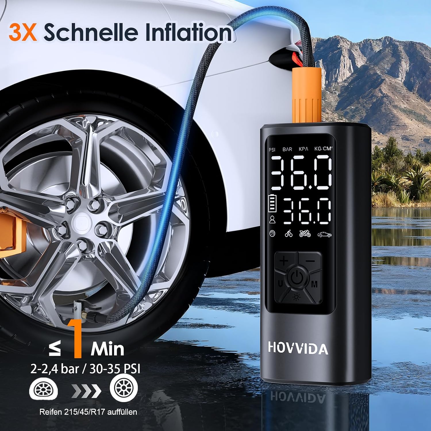 Detalle 2 de HOVVIDA Elektrische Luftpumpe 10,3 bar
