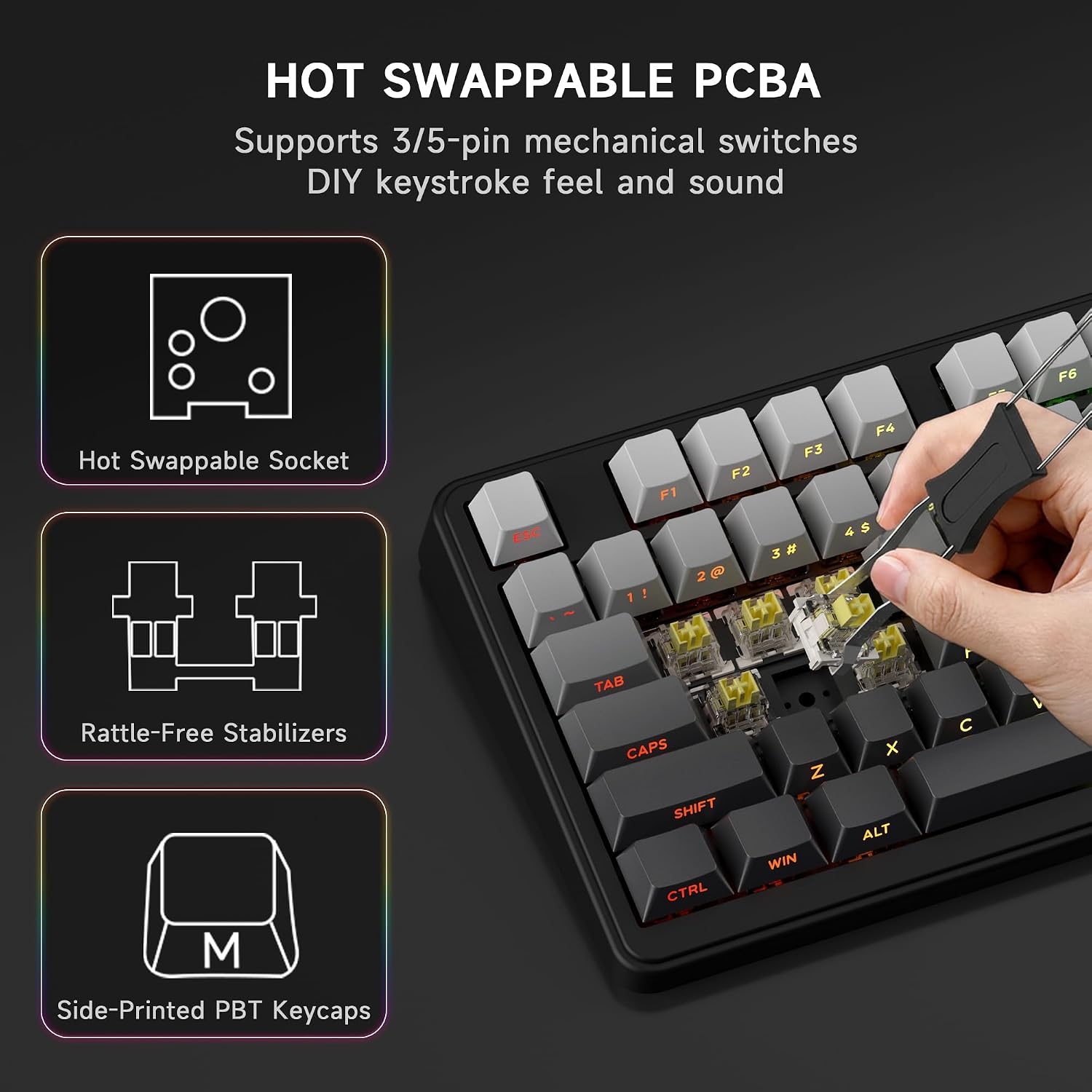 Thumbnail 4 de AOC GK330 Hot-Swappable 75% Wireless Keyboard