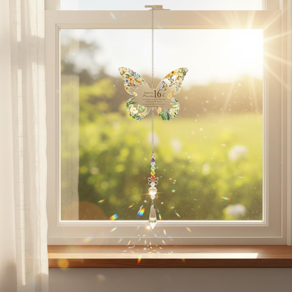 Thumbnail 6 de Birthday Gifts for Women: Crystal Butterfly Suncatcher with Thank You Card