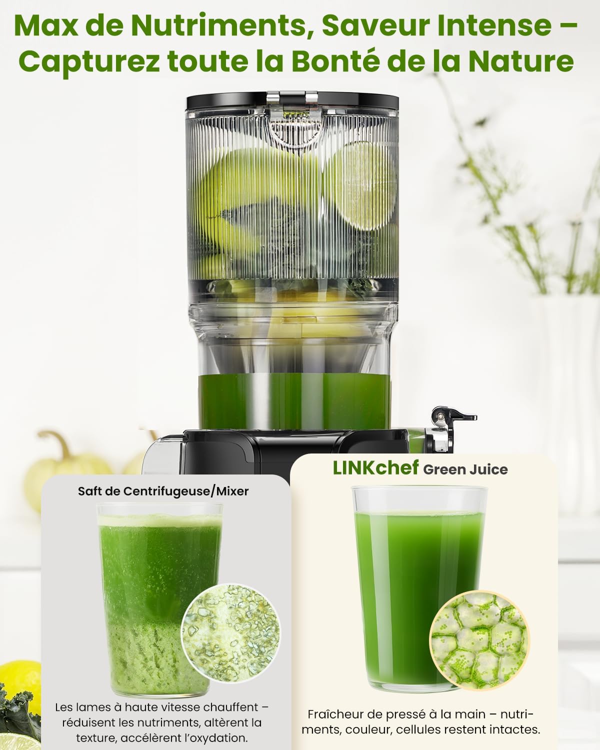 Thumbnail 1 de Extracteur de jus vertical LINKChef 1,2 L, 200 W (noir) – sans préparation, rinçage express