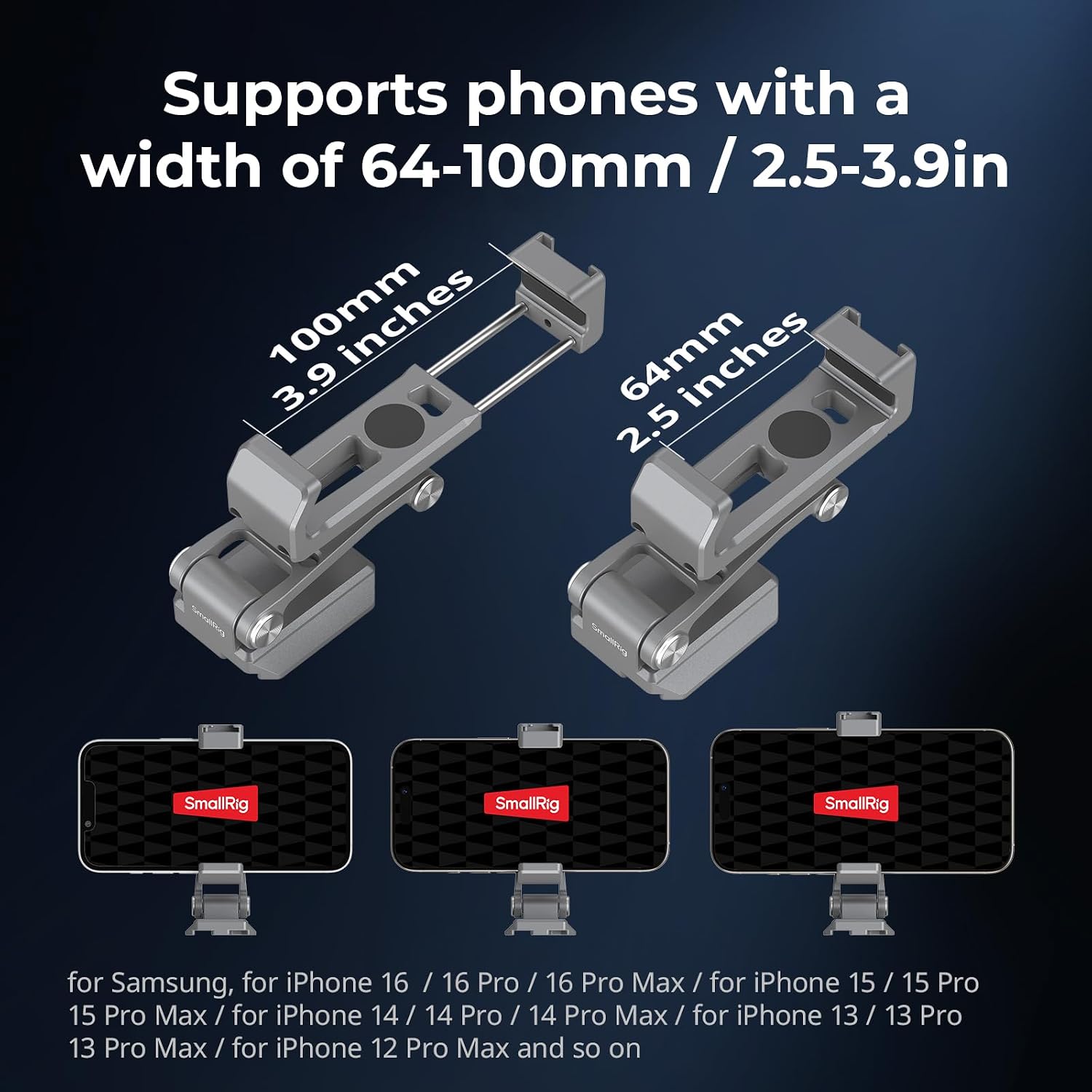 Detalle de SMALLRIG Metall-Handyhalterung mit Grundplatte für arca-Swiss – kompatibel mit DJI RS 4 Mini & RS 3 Mini