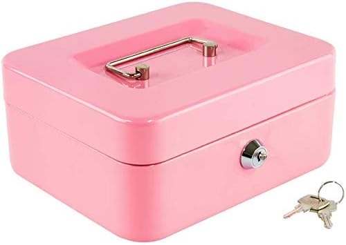 Detalle de xydled XYD-QX-KL-M-8009 Medium Pink Steel Cash Box with Key Lock