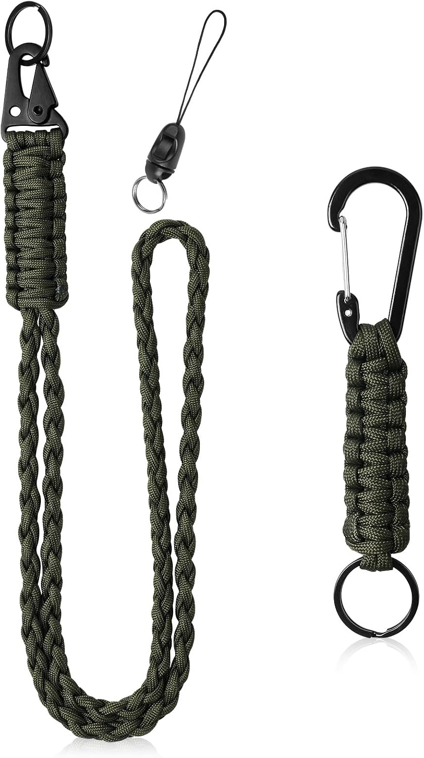 Detalle de Vicloon gevlochten paracord nekkoord met karabijnhaak, set van 2