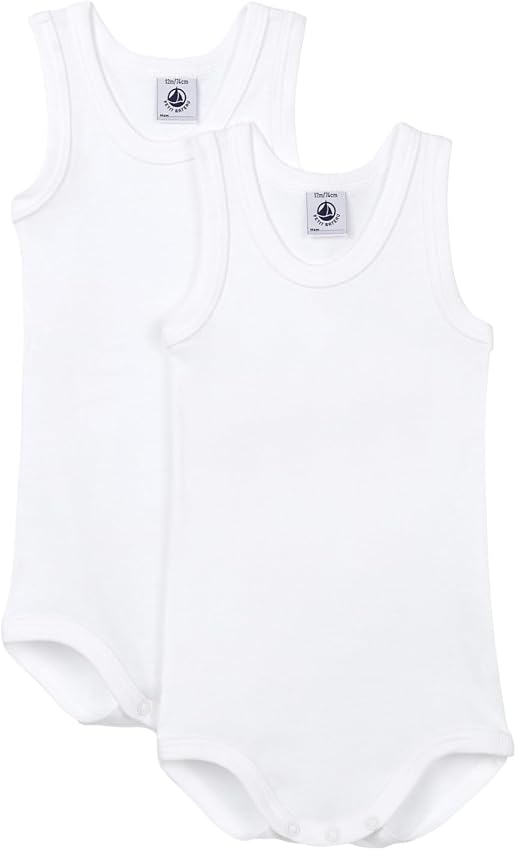 Detalle de Petit Bateau A01T5, Body Sin Mangas Bebé-Pack 2 👶