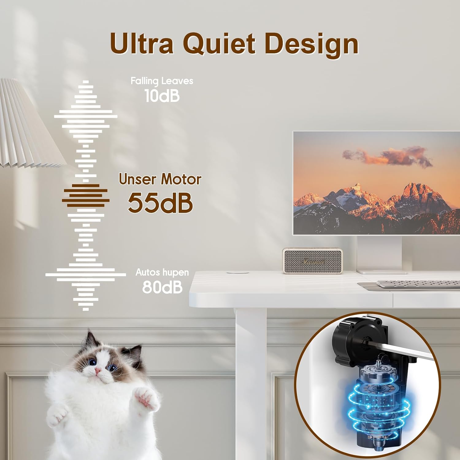 Thumbnail 6 de JUMMICO Scrivania Regolabile in Altezza con Caricatore USB – 140 x 60 cm, standing desk