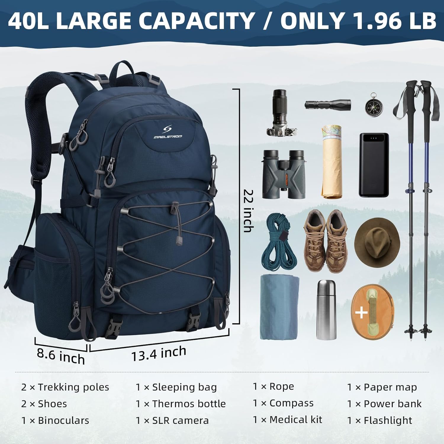 Thumbnail 1 de Maelstrom Hiking Backpack, Blue, Large