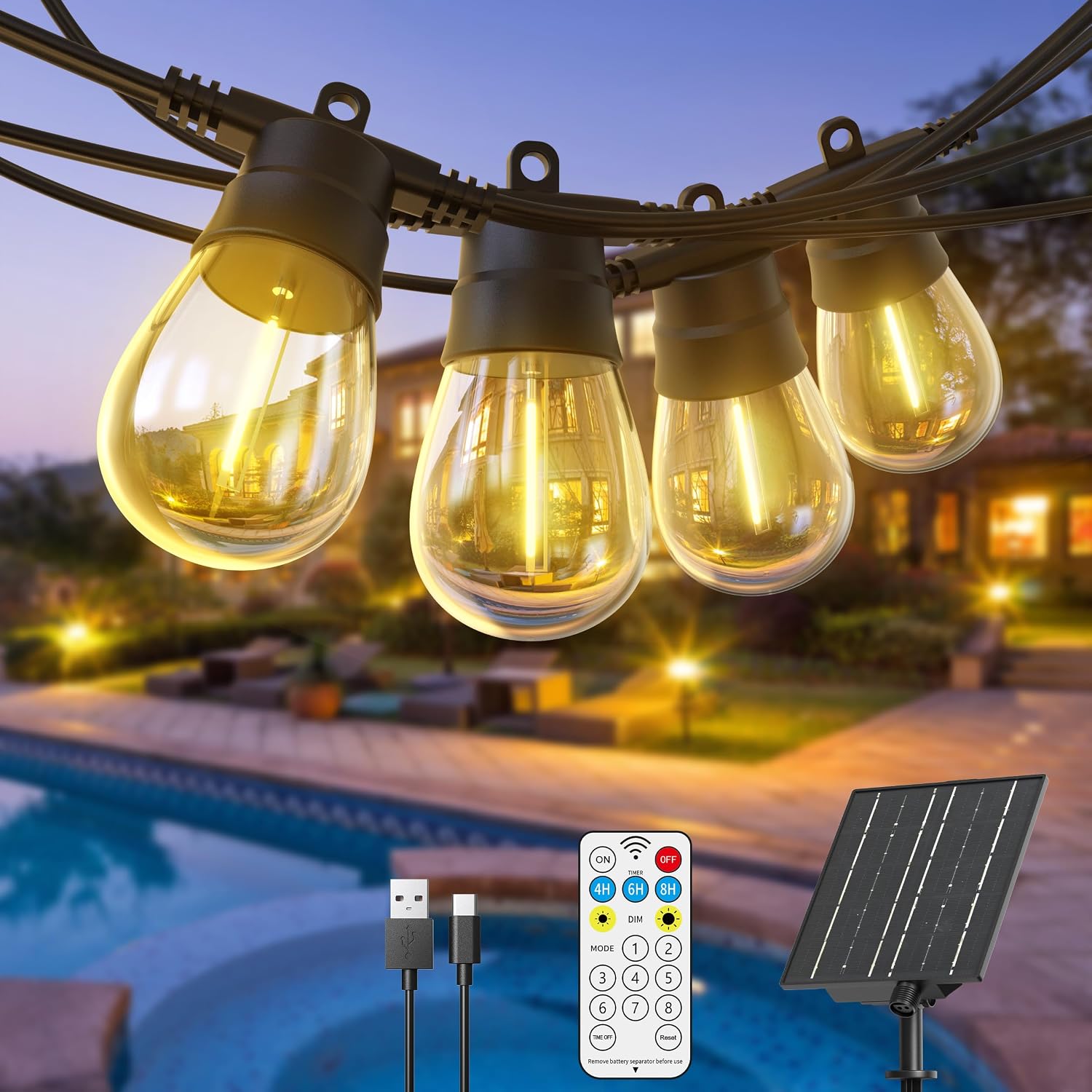 Detalle de GlobaLink Catena Luminosa Esterno Solare con Controller, 10 LED S14 11 m e 4 modalità
