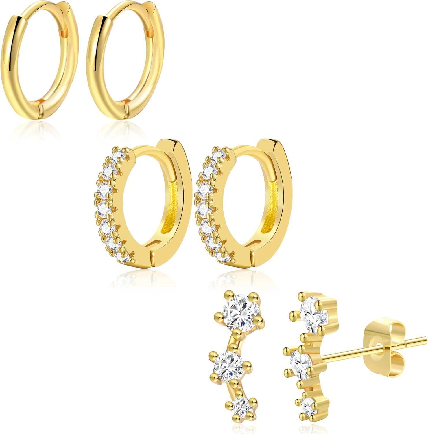 Detalle de YEEZII Stud Earrings 14K Gold Plated
