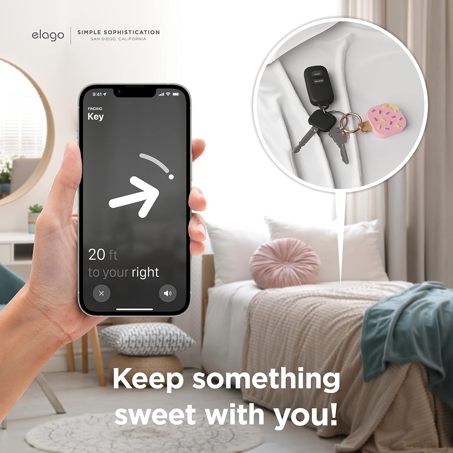 Thumbnail 3 de elago Coque Glace en silicone pour Apple AirTag 2e/1re gén — étui de protection complète (rose)