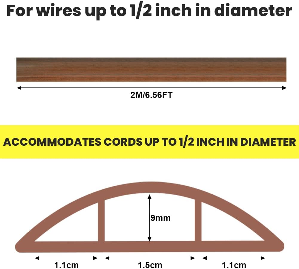 Thumbnail 1 de Adiwo Protezioni per Cavi a Pavimento 2M con 3 Canali – Passacavo in gomma calpestabile, Noce