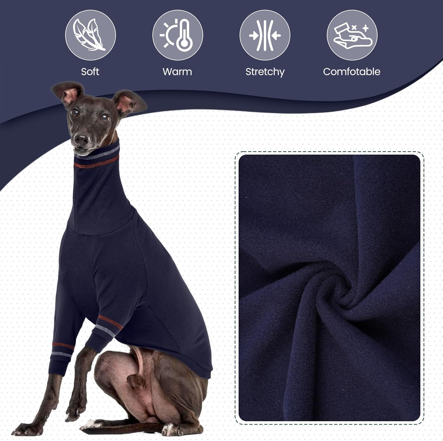 Thumbnail 3 de OUOBOB Greyhound dog sweater – Italian coat-style turtleneck knit for large sighthounds (XXL)