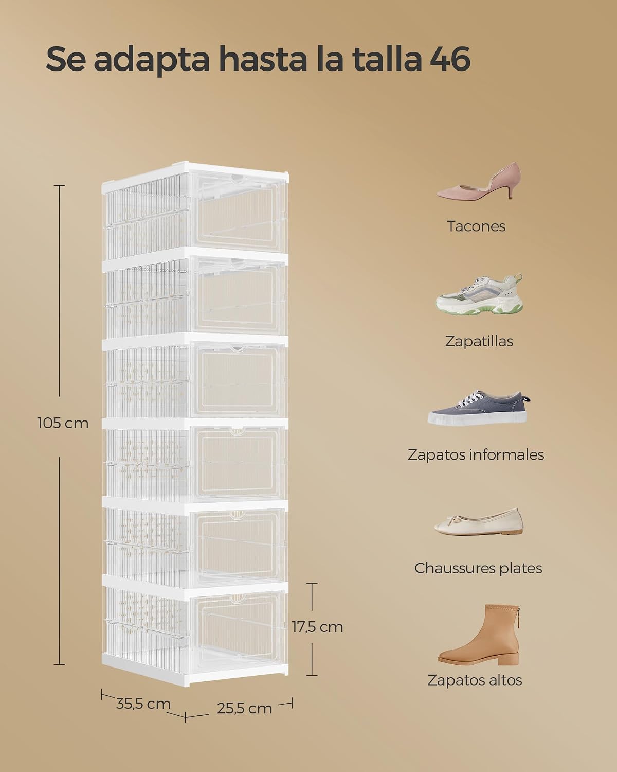 Detalle de SONGMICS LSP205W01 Cajas para zapatos 6 unidades