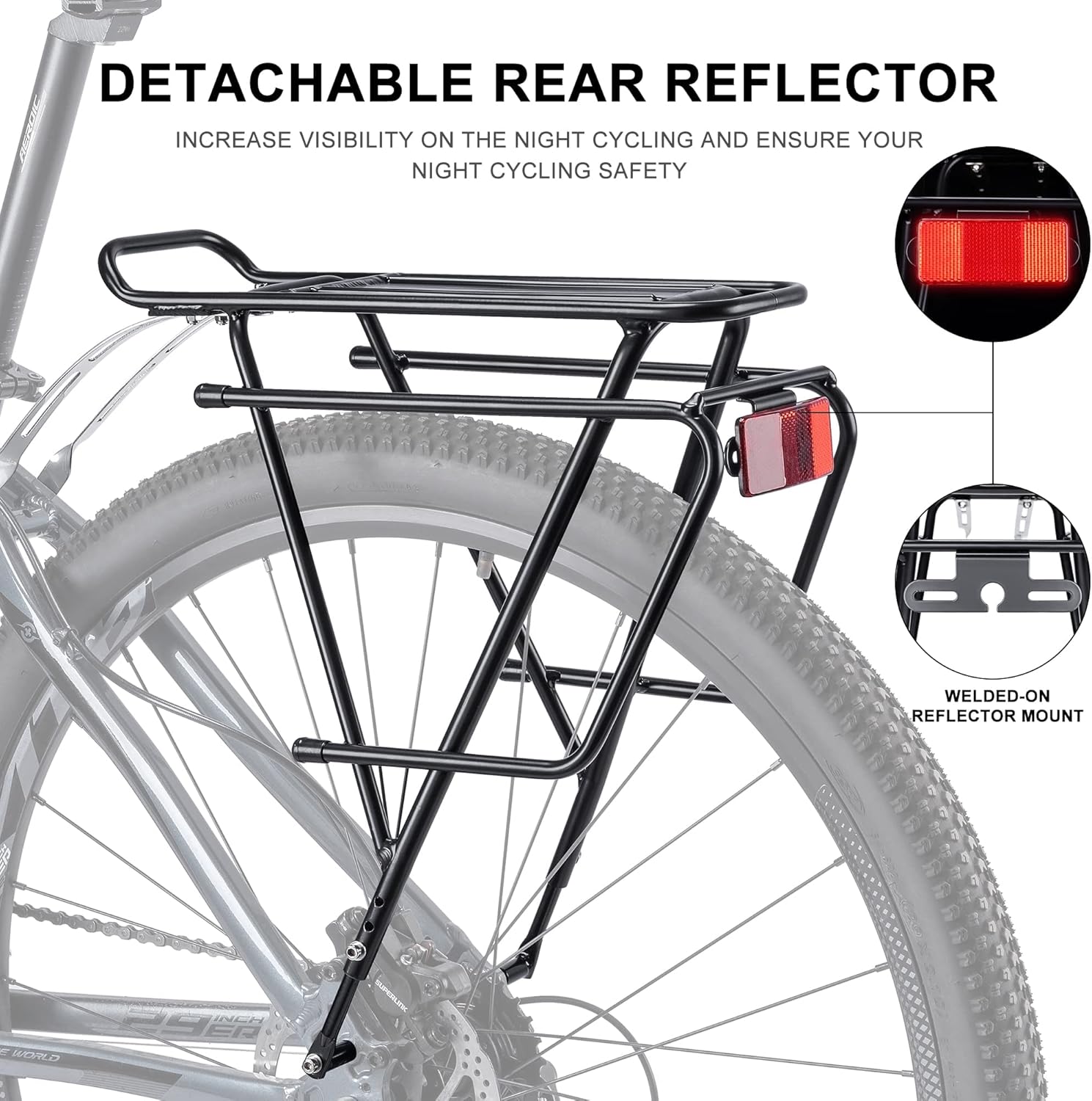 Thumbnail 1 de Kadacha portapacchi posteriore per biciclette da touring (26–29”, freni a disco e non) con riflettori