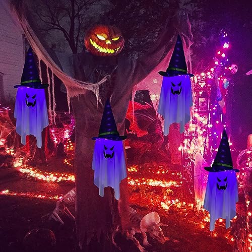 Thumbnail 4 de Décorations d'Halloween à suspendre fantôme lumineux et chapeau de magicien – Jsdoin pour jardin et porte