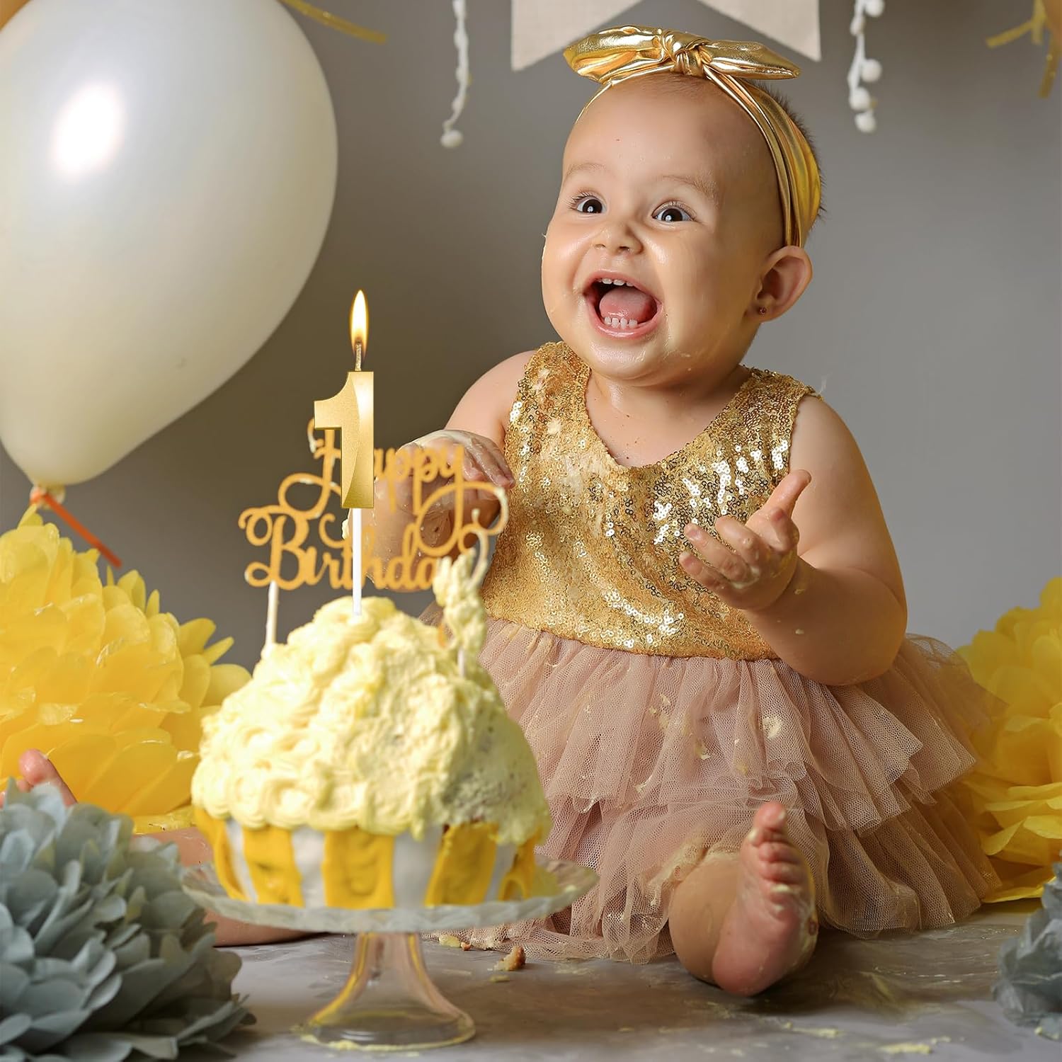 Thumbnail 3 de Yiran 3D Gold Birthday Candle Number 50 (5 and 0 set) for 50th Cake Topper