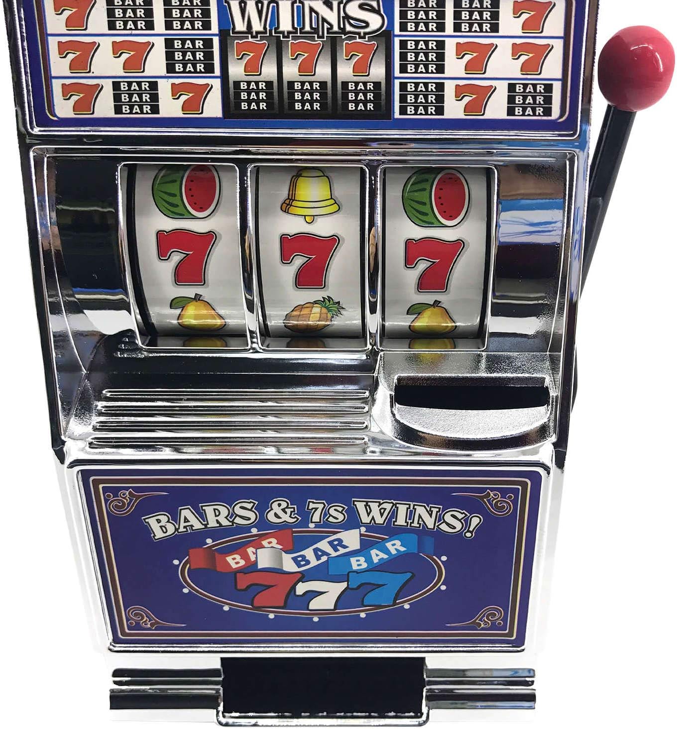 Detalle 2 de GOODS+GADGETS Bandit Manchot - Machine à sous jouet avec sons, lumière et tirage de pièces