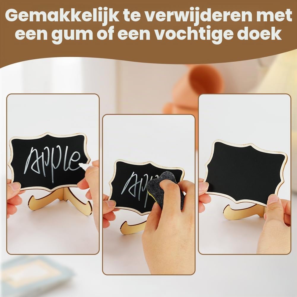 Thumbnail 4 de AUAUY M1-5304617 mini-krijtbordjes met houten steunen en schrijfaccessoires