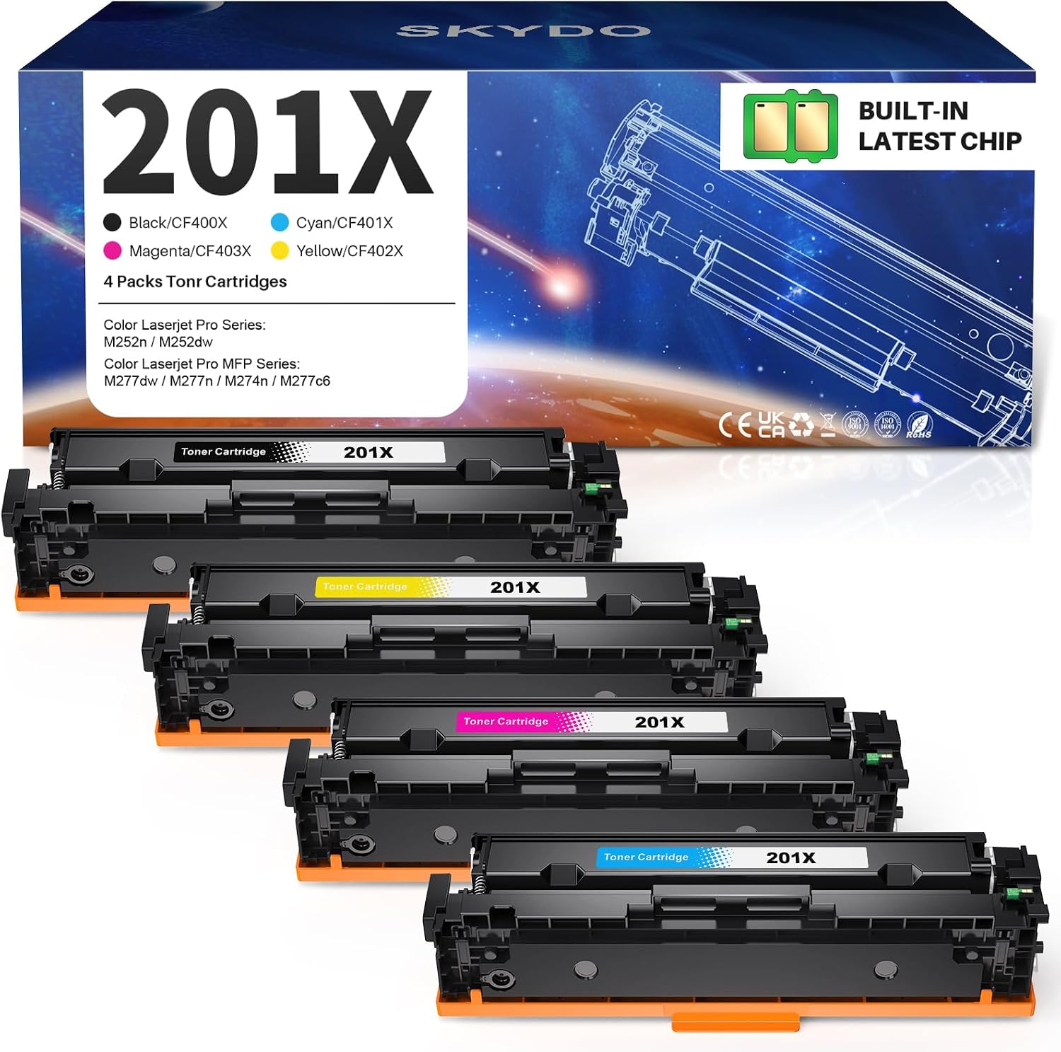 Detalle de Skydo 201X Compatible Toner Cartridge Set, 4-Pack for HP Colour Laser Printers