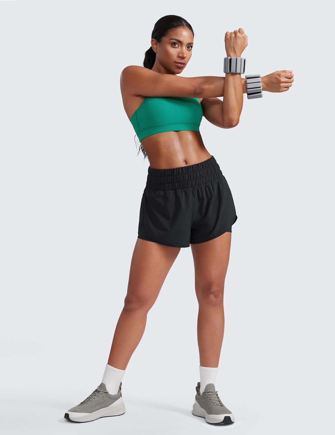 Detalle de CRZ YOGA 2-en-1 short de course à taille haute pour femme, poches
