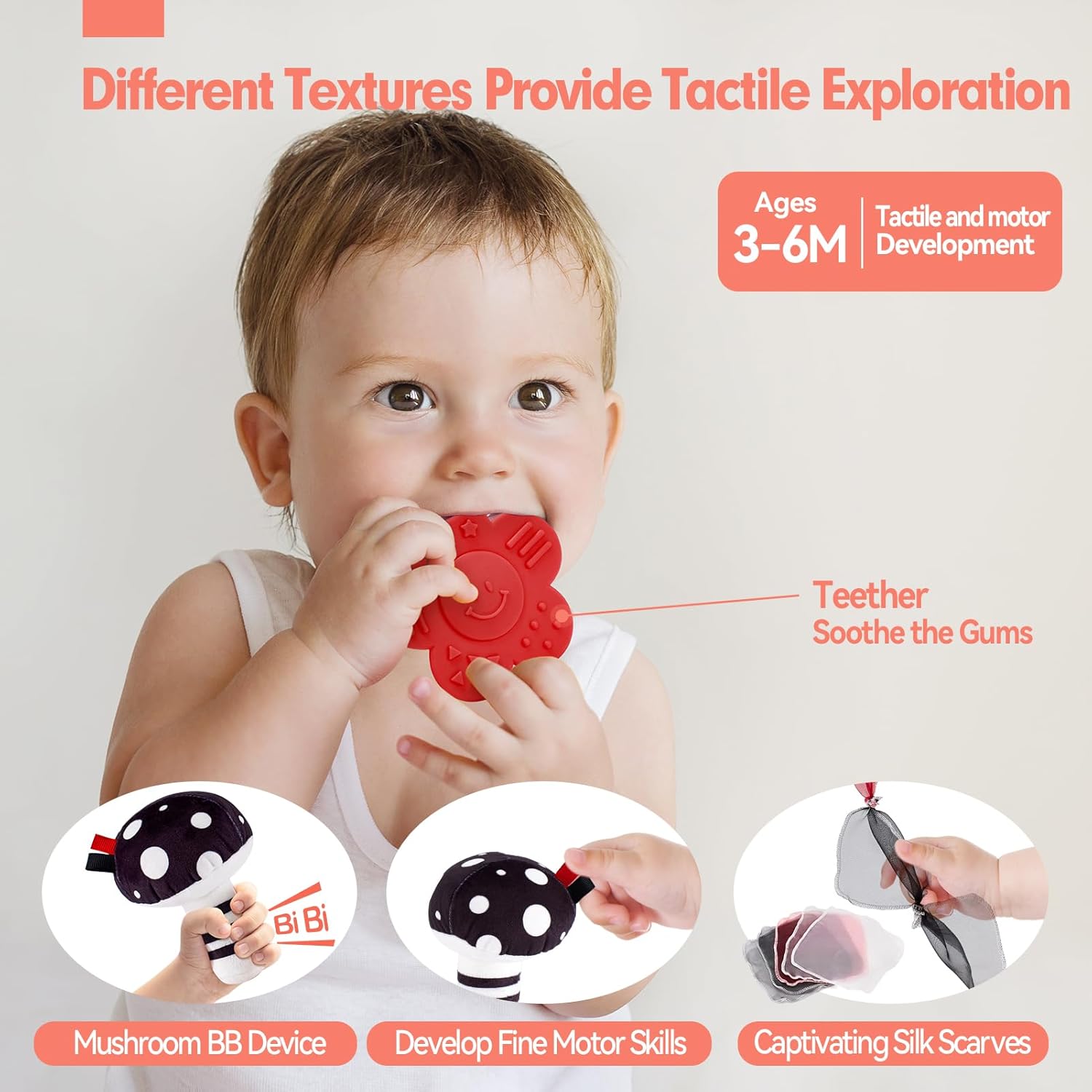 Detalle de Kit giochi sensoriali hahaland per neonati 0-3 mesi (30 pezzi) bianco e nero