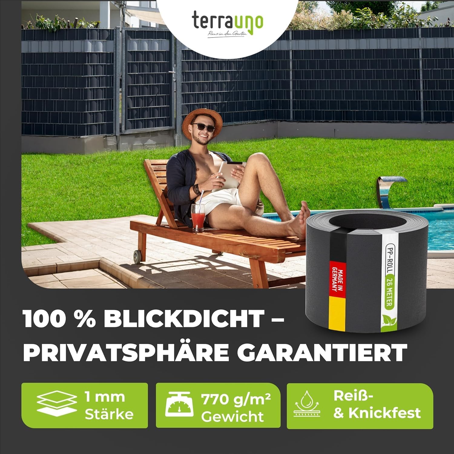 Thumbnail 3 de TerraUno Sichtschutzstreifen Doppelstabmatten 252x19 cm