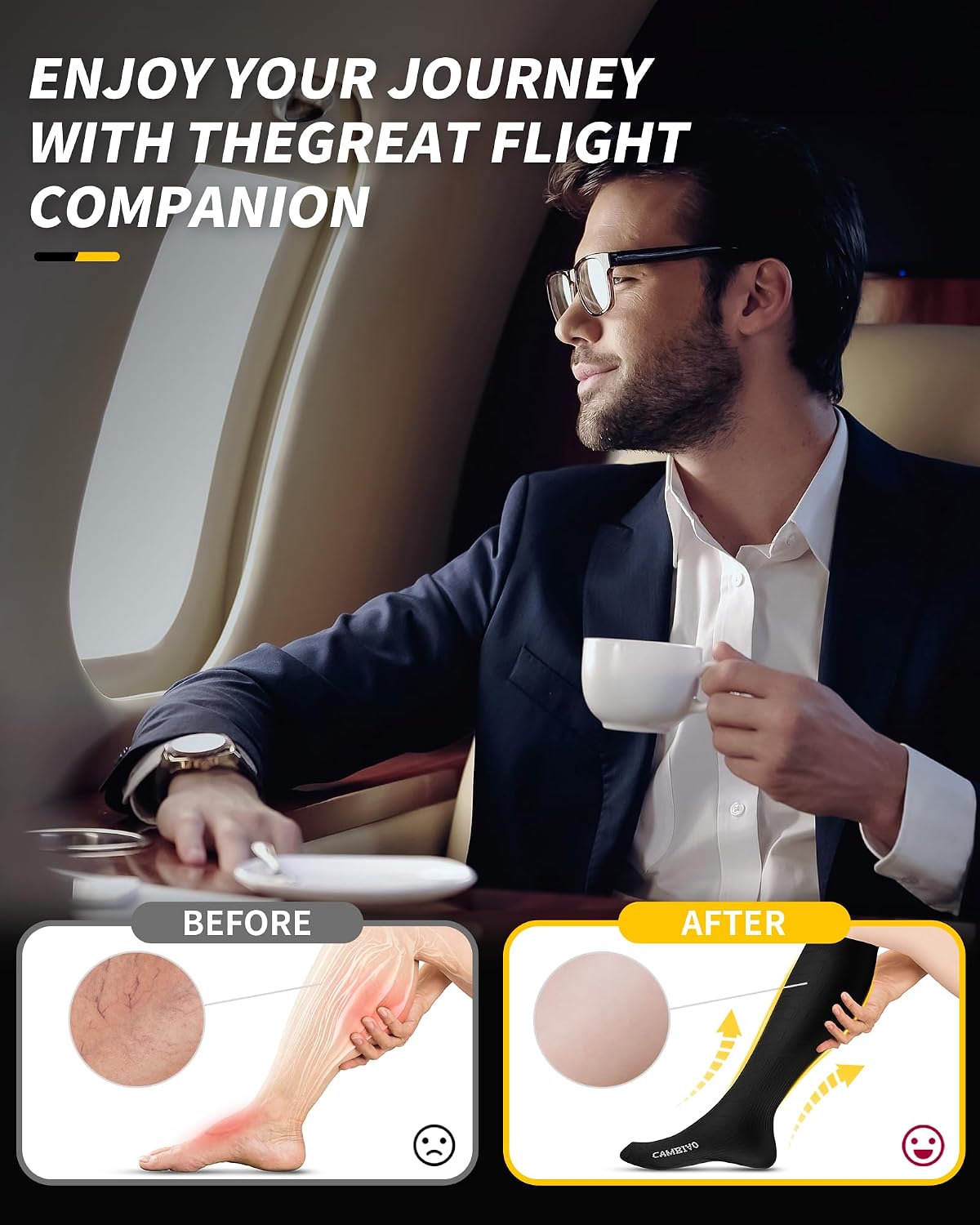 Thumbnail 4 de CAMBIVO CS60 Compression Socks, 3 Pairs, 20–30 mmHg Graduated Support