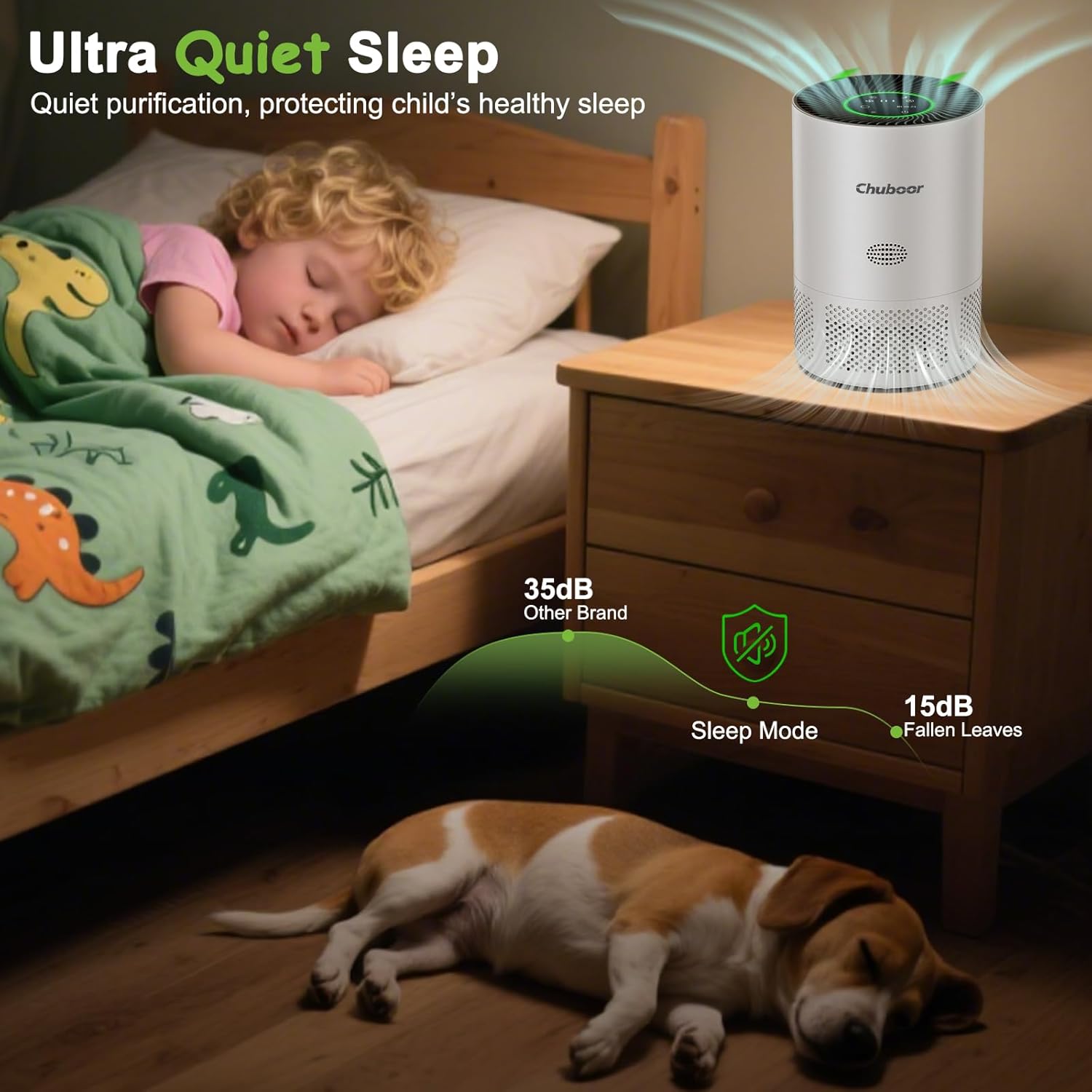 Thumbnail 6 de Chuboor Air Purifier for Bedroom Home (CADR 305m³/h) with True H13 HEPA, 5 Speeds and Sleep Mode