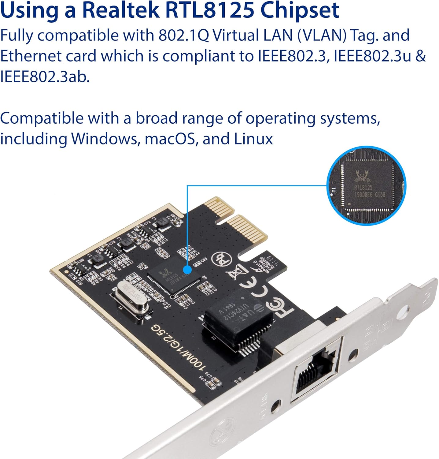 Thumbnail 2 de IO Crest Crest 2.5 Gigabit Ethernet PCI Express Network Controller Card (SI-PEX24059)