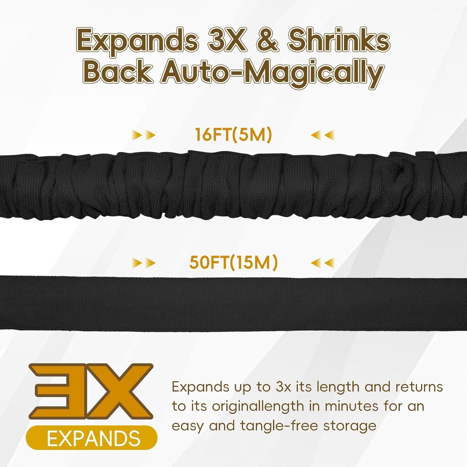 Thumbnail 2 de Expandable Garden Hose Pipe 15m/50ft with 7-Function Spray Gun – heavy duty, kink-free, anti-leak double layer latex core