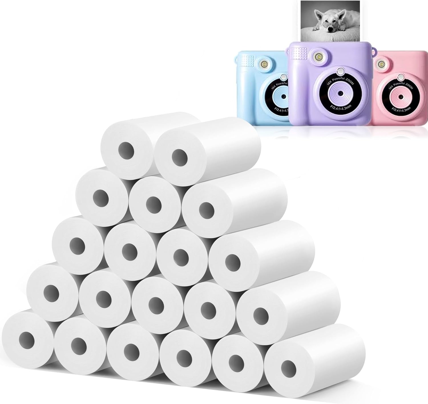 Detalle de MIARALA 20-Roll Kids’ Instant Camera Paper, Mini Thermal, BPA/BPS-Free