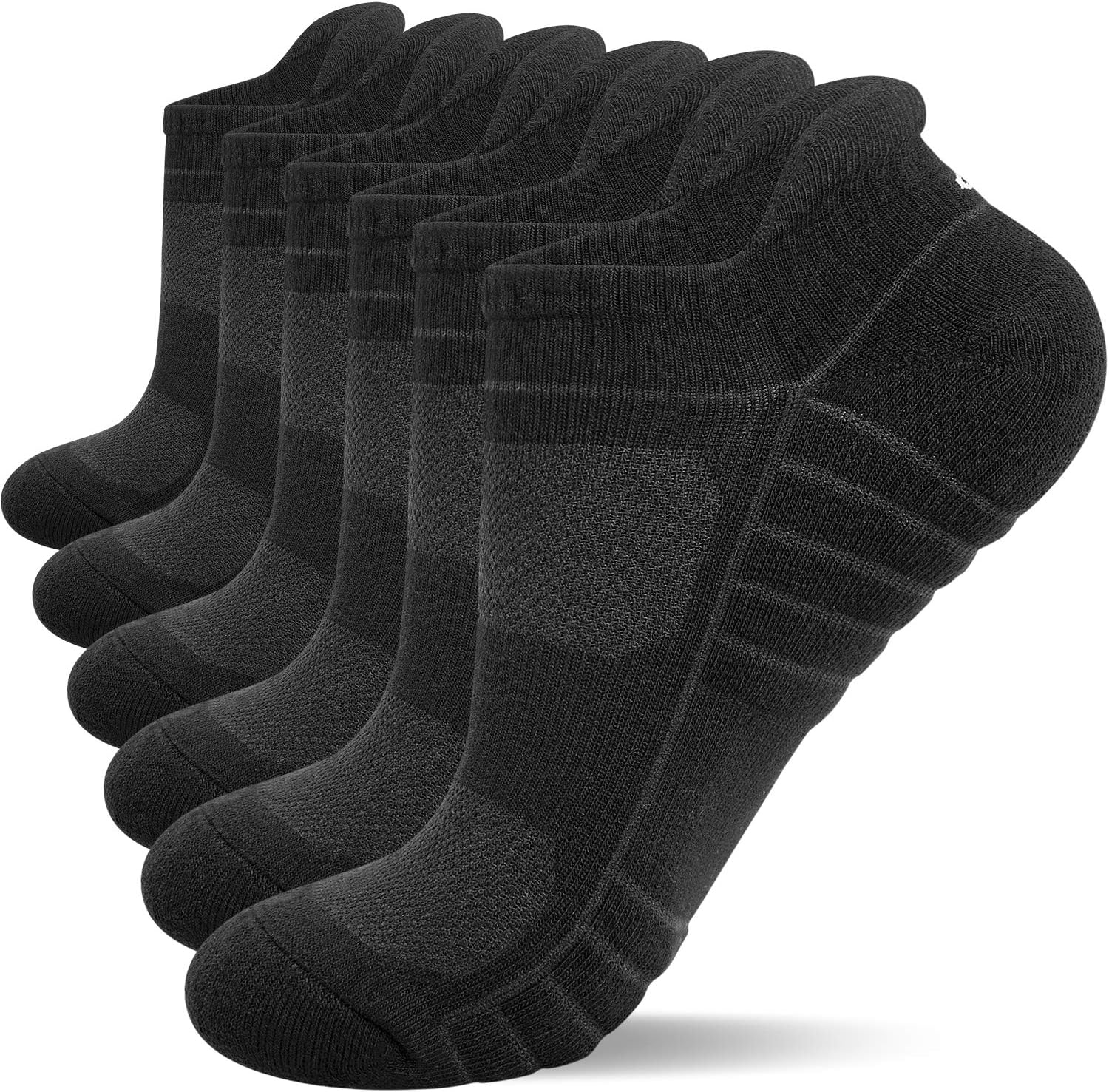 Detalle de anqier 6 Paar Sneaker-Socken für Herren & Damen – atmungsaktive Laufsocken aus Baumwolle, kurz, gepolstert