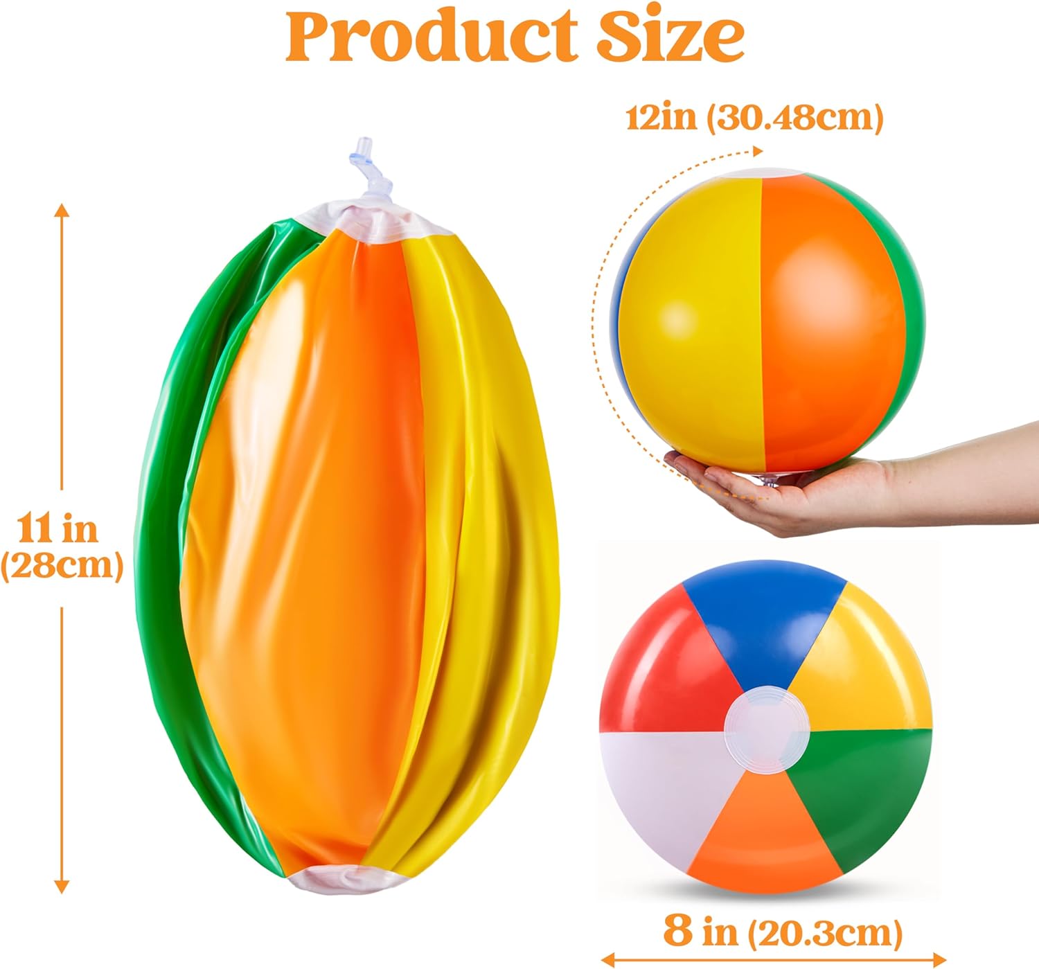 Detalle de JOYIN 12-Pack Rainbow Beach Balls — 12-Inch Inflatable Party Toys