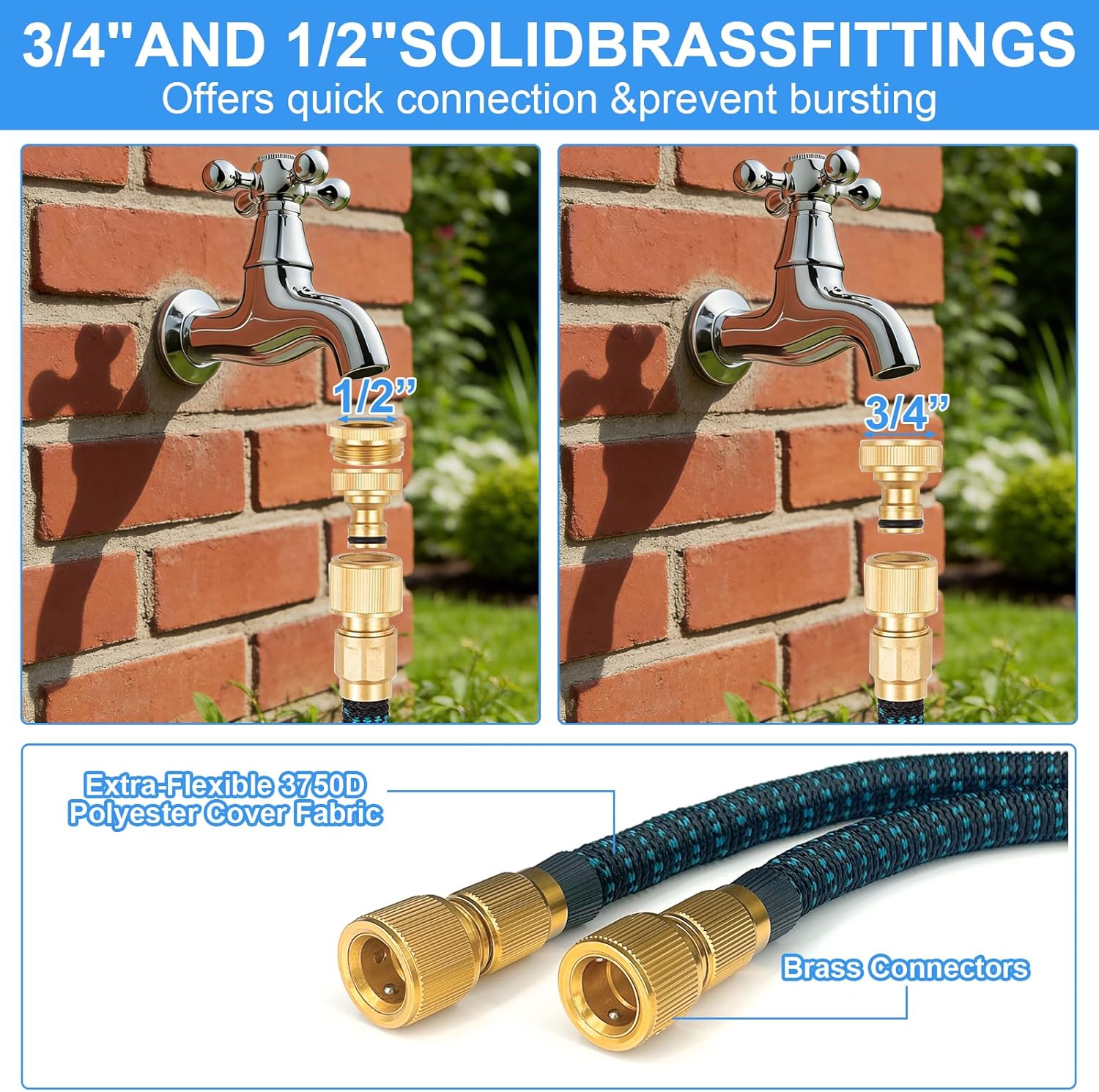 Thumbnail 3 de 100ft Flexible Expanding Magic Hose with 10-Function Nozzle (Expandable Garden Hose)