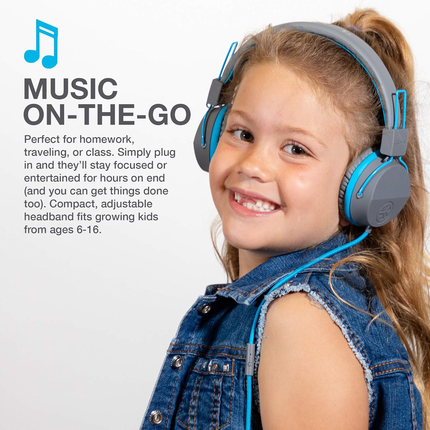 Thumbnail 5 de JLab JBuddies Studio : casque audio enfant avec fil, limiteur de volume et micro (bleu)