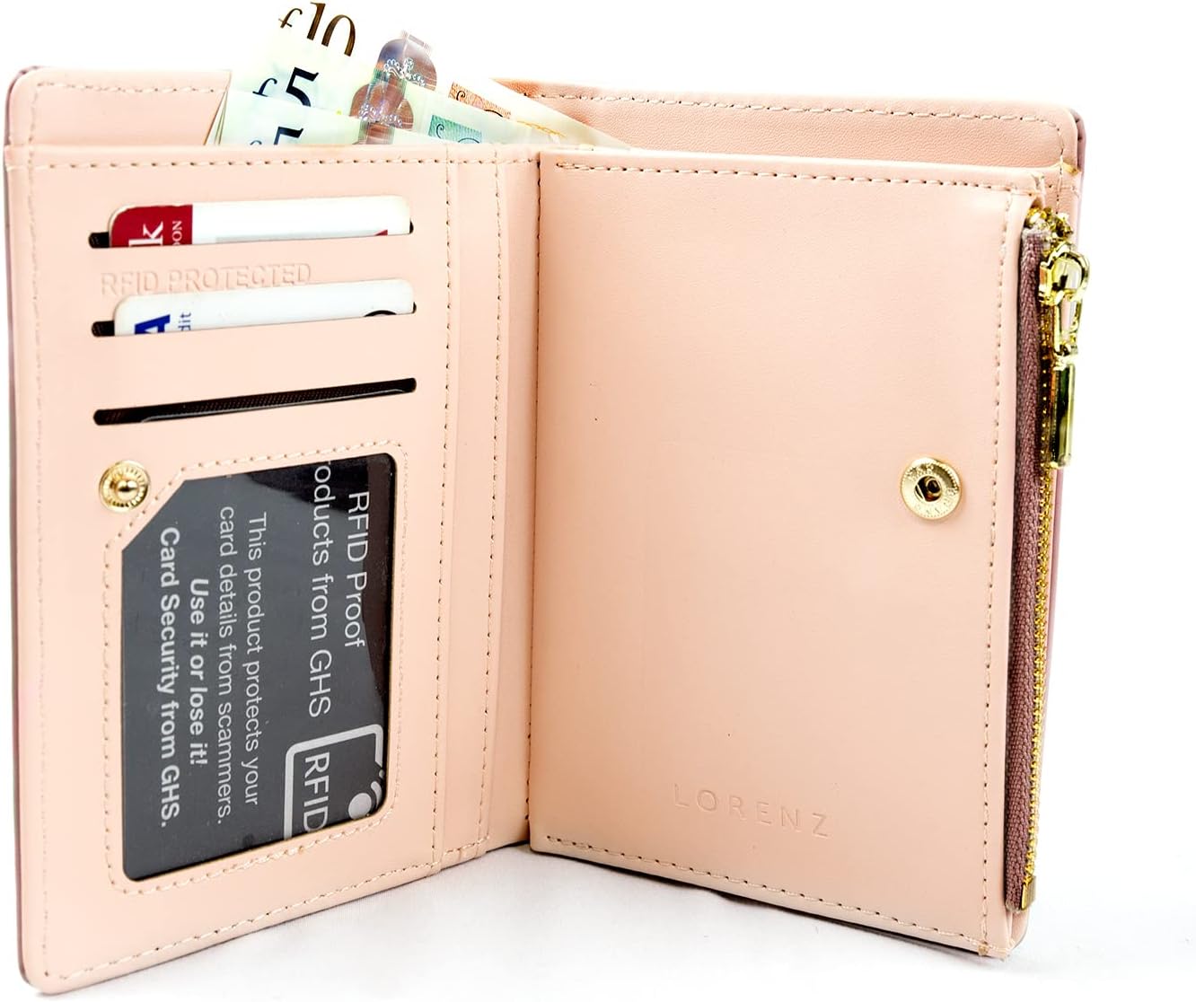 Thumbnail 4 de Woodland Leathers women’s RFID wallet with decorative heart pattern (dusky pink)