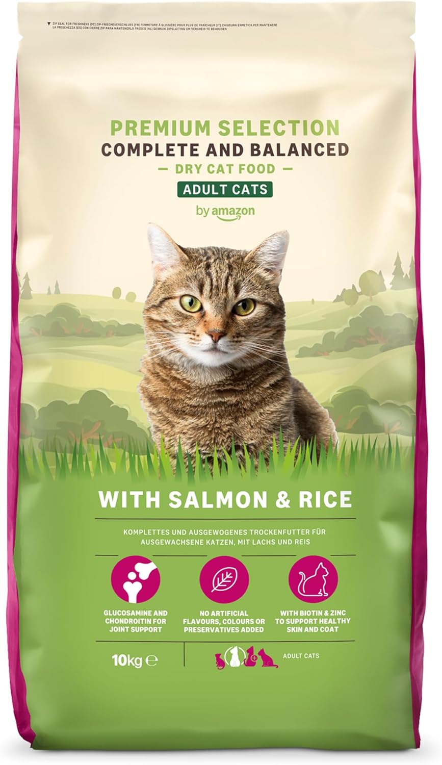 By Amazon Complete Dry Cat Food con Salmone e Riso 10kg — alimento completo per gatti adulti