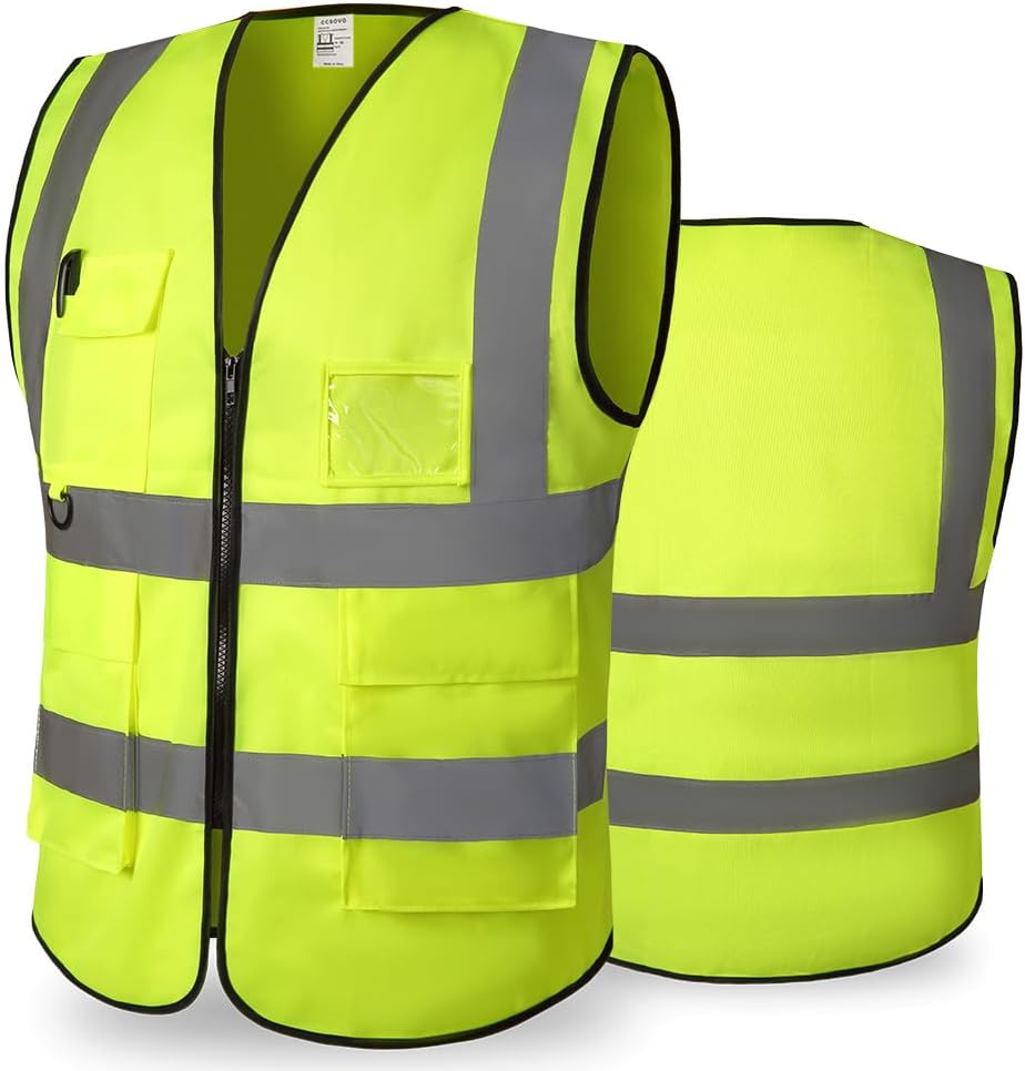 Hi Vis Vests for Women Men – High Visibility Reflective Safety Vest (Breathable, Zipper Pocket) for Work & Outdoor Use