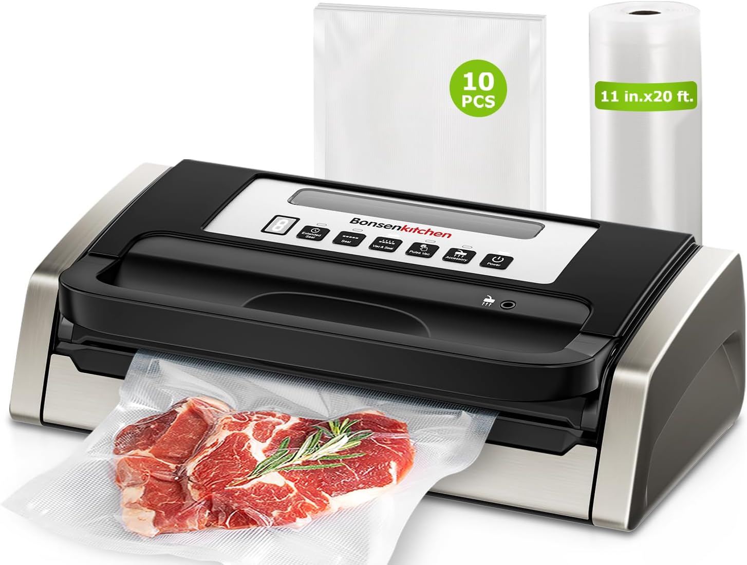 Detalle de Bonsenkitchen VS4100 Vacuum Sealer with 5 Modes and Built-In Cutter
