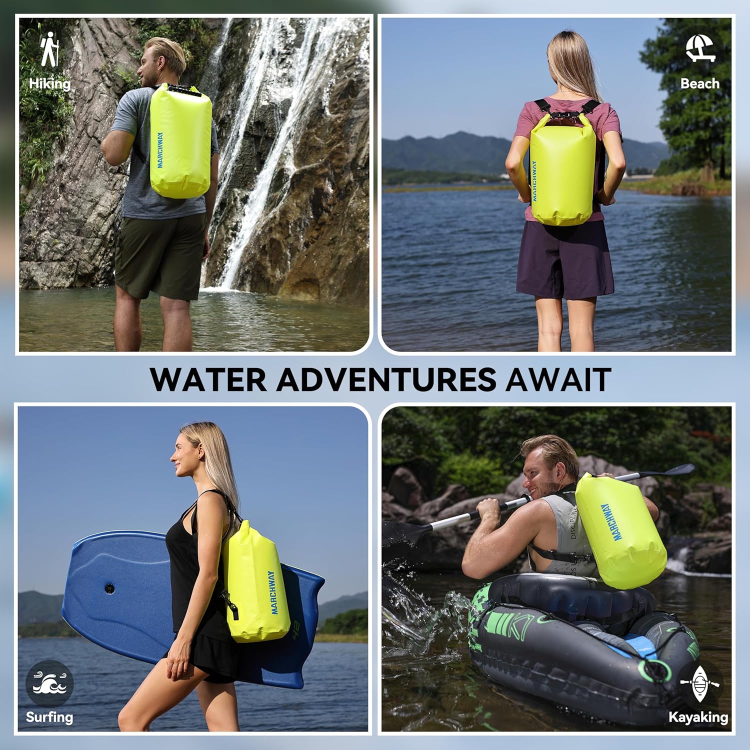 Detalle de MARCHWAY Floating Waterproof Dry Bag Backpack (5L–40L): Durable, Buoyant Gear Guard for Water Adventures