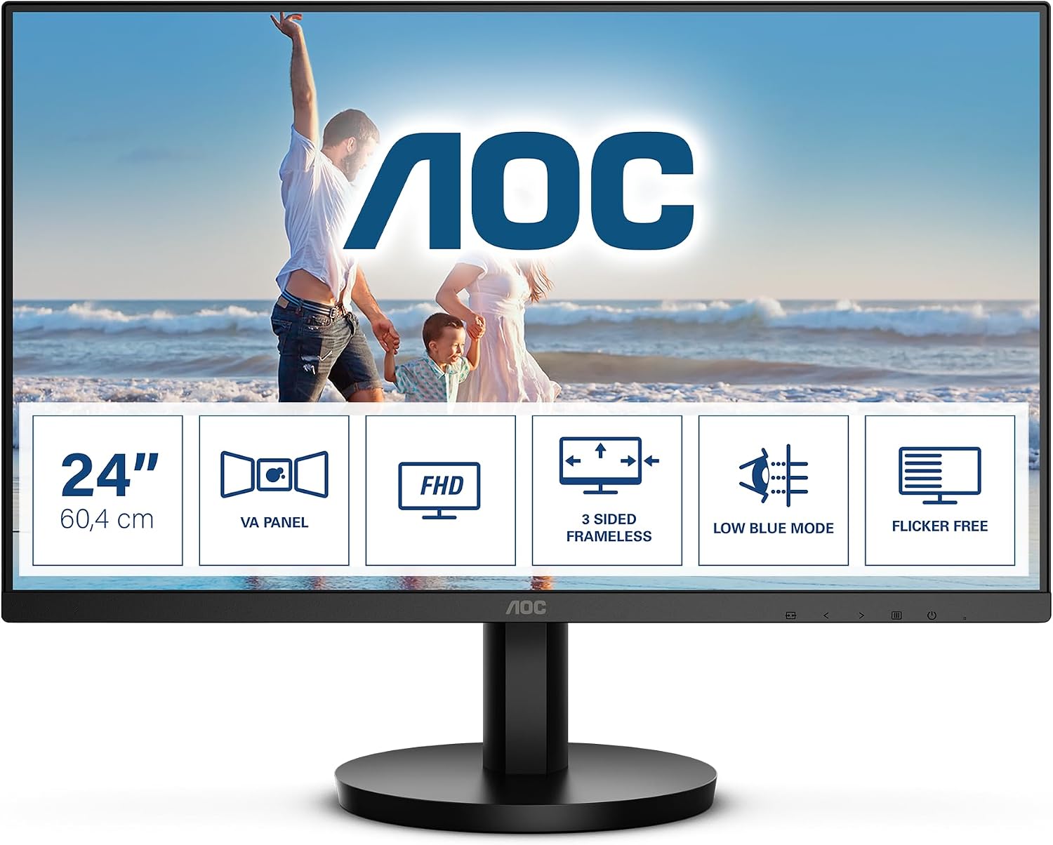 Thumbnail 1 de AOC 24B3HM 24-inch Full HD monitor with Adaptive Sync, 75 Hz and VA panel (HDMI 1.4, VGA)